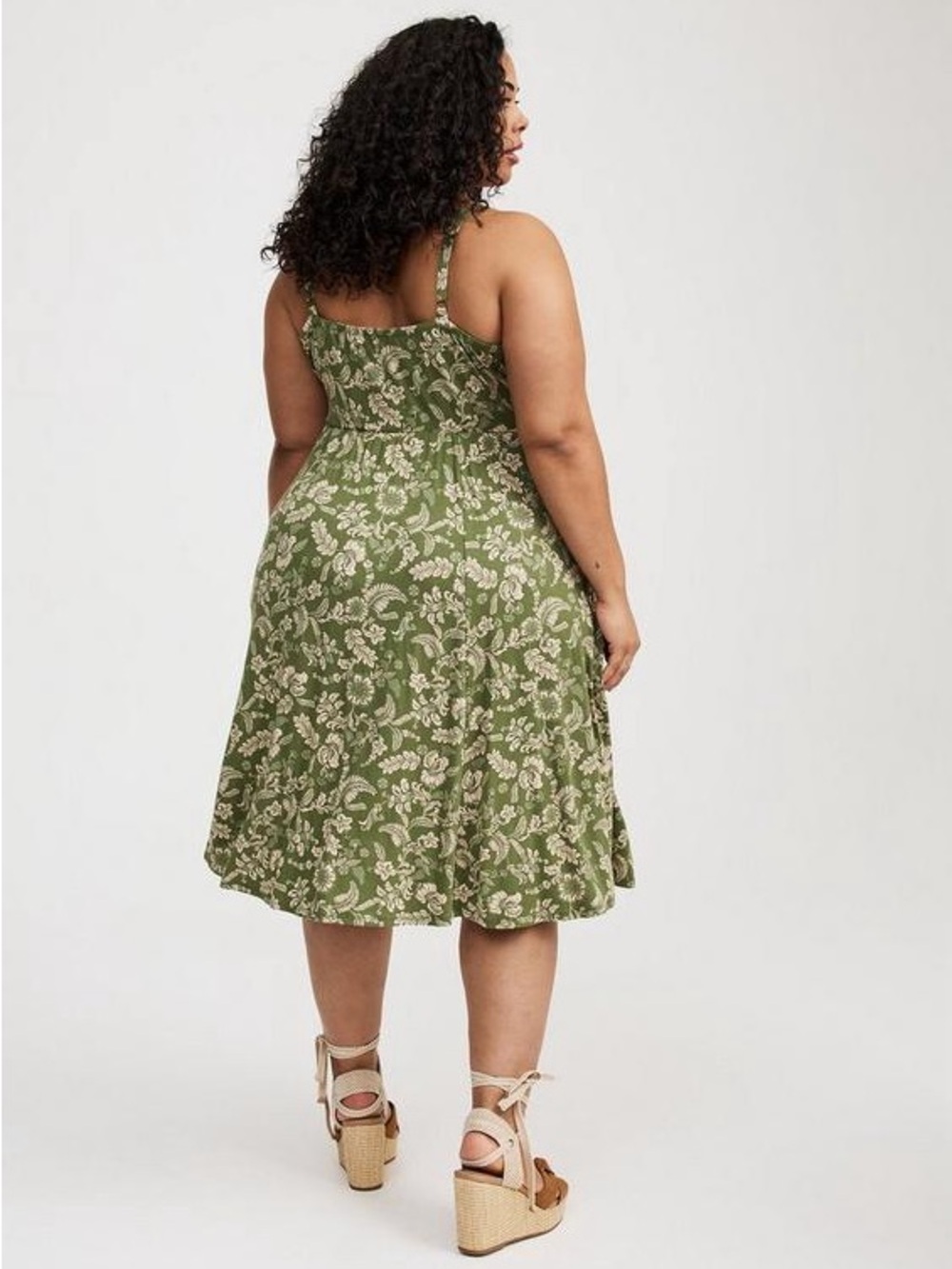 Torrid Green Floral Sundress with Pockets | 1X (14-16) - Picture 2 of 5